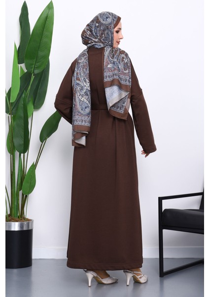 Kahverengi Kuşaklı Üç İplik Elbise fırsatları