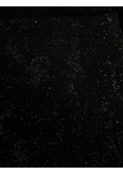 Slim Fit Metalik Iplikli Detaylı Simli A Kesim Mini Etek