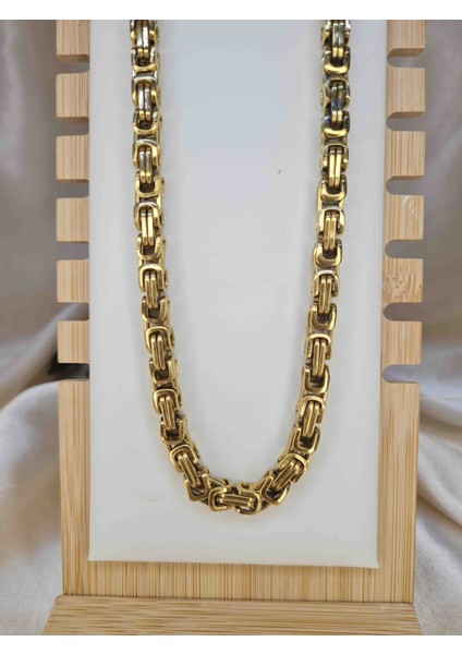 Gold Renk Kalın Bizans Model Zincir Kolye – Paslanmaz Çelik, Kararma Yapmaz