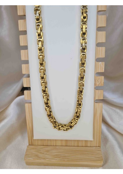 Gold Renk Kalın Bizans Model Zincir Kolye – Paslanmaz Çelik, Kararma Yapmaz fiyatları