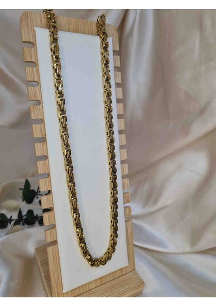 Gold Renk Kalın Bizans Model Zincir Kolye – Paslanmaz Çelik, Kararma Yapmaz fırsatları