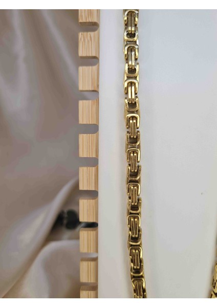 Gold Renk Kalın Bizans Model Zincir Kolye – Paslanmaz Çelik, Kararma Yapmaz indirimleri