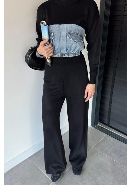 Kadın Kot Garnili Sweat Pantolon Triko Ikili Takım P-00018969 fiyatları