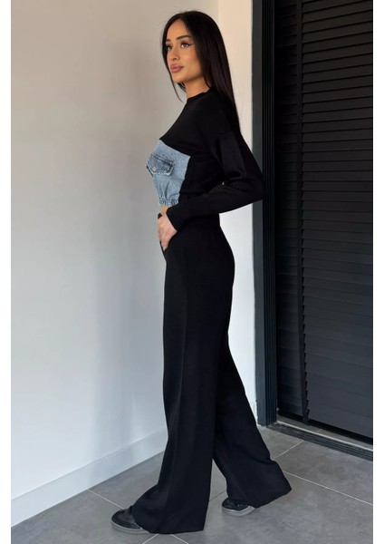 Kadın Kot Garnili Sweat Pantolon Triko Ikili Takım P-00018969 fırsatları