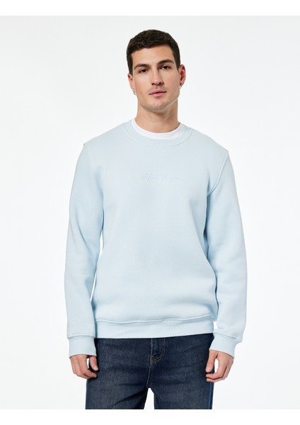 Regular Fit Pamuk Viskon Karışımlı Bisiklet Yaka Baskılı Sweatshirt modelleri