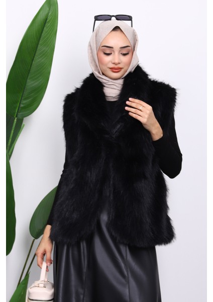 Siyah Astarlı Kürk Yelek