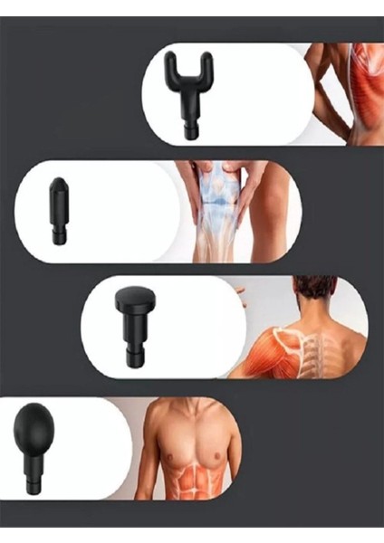 Buğz 4 Başlıklı 6 Kademeli Vurmalı Titreşimli Yoğurmalı Elektrikli Masaj Cihazı Tabancası fırsatları