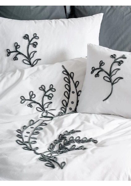 Cotton Box Brode Ranforce Çift Kişilik Nevresim Takımı Ivy Gri fiyatları