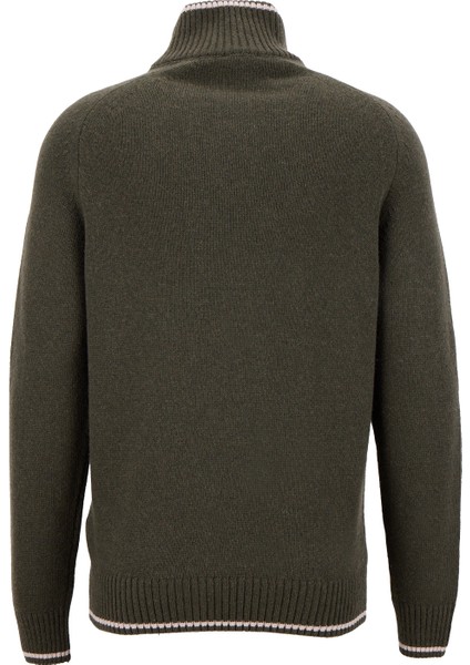 Bato Yaka Slim Fit Düz Koyu Haki Erkek Kazak F5WM-KZK 2523 fiyatları