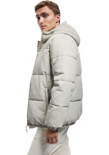 Uzun Kollu Cep Detaylı Fermuarlı Kapşonlu Kışlık Şişme Mont fiyatları