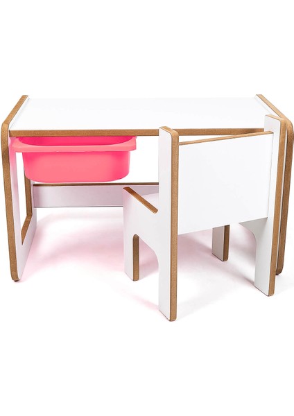 Tek Kişilik Çocuk Oyun, Aktivite ve Etkinlik Masası, Beyaz-Pembe, 18MM 1.sınıf Mdf fiyatları