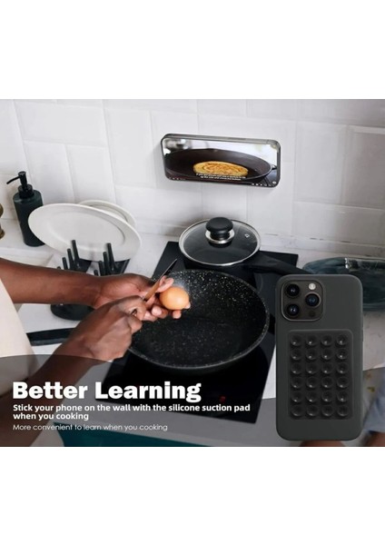 Siyah Yapışkanlı Telefon Arkası Tutucu Dayanıklı Yapışkanlı Vantuzlu Siyah Silikon Tr indirimleri