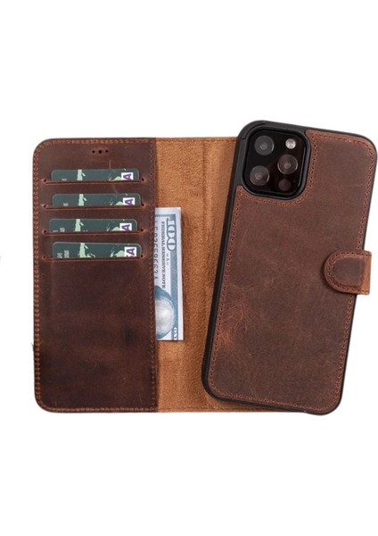 Apple iPhone 11 Pro Max Uyumlu Deri Cüzdanlı Kılıf Rfıd G2 Kahve indirimleri