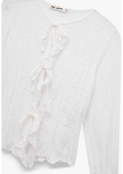 Bağlamalı Yakalı Fırfırlı Fiyonklu Uzun Kollu Viskon Karışımlı Bluz modelleri