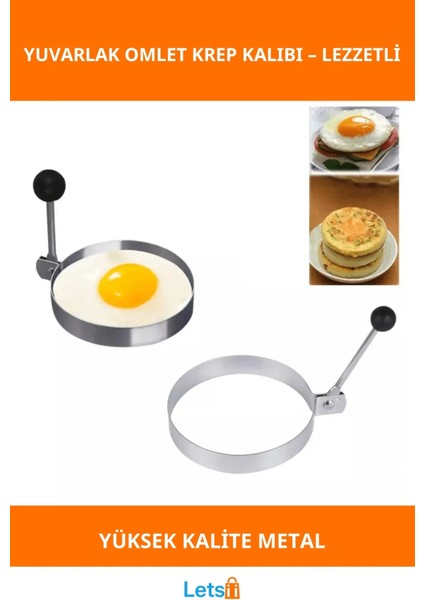 Metal Yuvarlak Antibakteriyel Yapışmaz Omlet Krep Kalıbı
