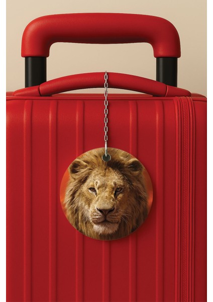 Desenli Baskılı Pleksi Zincir Aparatlı Bavul Etiketi Valiz Etiketi Lion Is Hungry