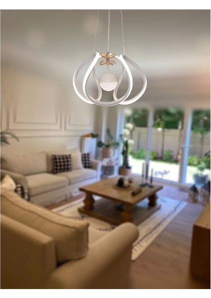 Kavis Modeli Mat Beyaz Tek Toplu 3 Renk Modüllü Ledli Avize