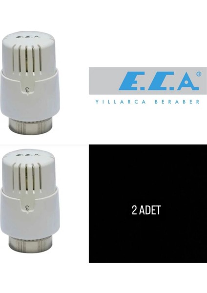 E.c.a Termostatik Vana Kafası 2'li - Hassas Sıvı Isı Sensörü, Kolay Montaj, Standart Boyut, 1 Adet, Beyaz, Yüksek Dayanıklılık