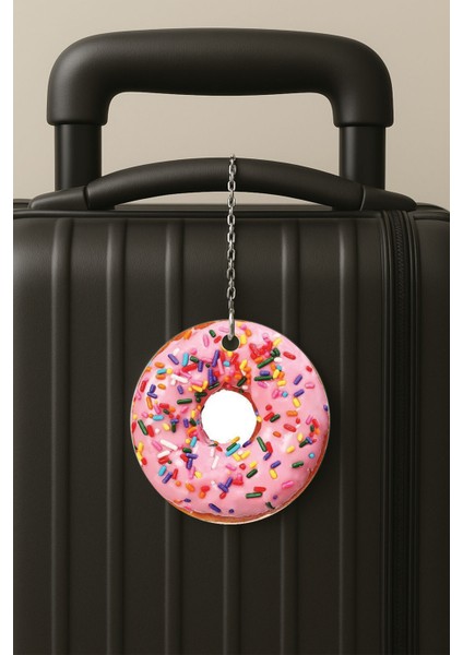 Aroma Donut Desenli Uv Baskılı Pleksi Bavul Etiketi Seyahat Tatil Valiz Etiketi