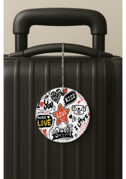 Morelove Desenli Uv Baskılı Pleksi Bavul Etiketi Seyahat Tatil Valiz Etiketi