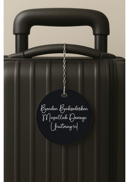 Maşallah Desenli Uv Baskılı Pleksi Bavul Etiketi Seyahat Tatil Valiz Etiketi