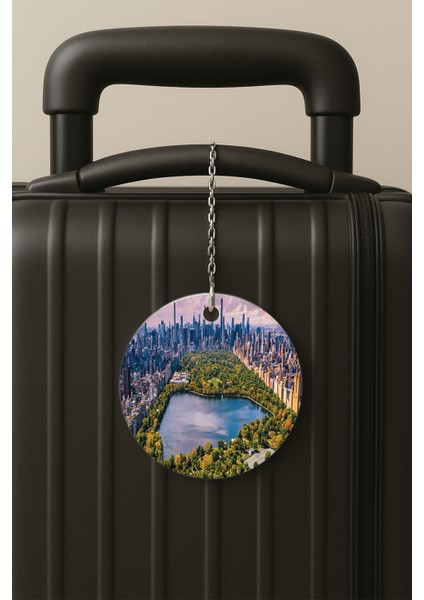 Central Park Desenli Uv Baskılı Pleksi Bavul Etiketi Seyahat Tatil Valiz Etiketi