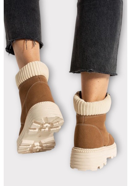 Bileği Lastikli Süet Kalın Taban Kadın Bot TABA fırsatları