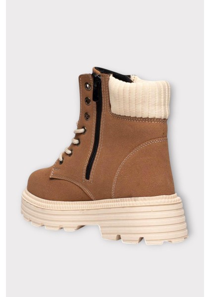 Bileği Lastikli Süet Kalın Taban Kadın Bot TABA