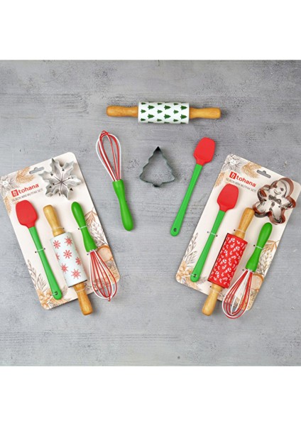 4 Adet Tohana Yılbaşı Silikon Mini Mutfak Seti 3 Parça