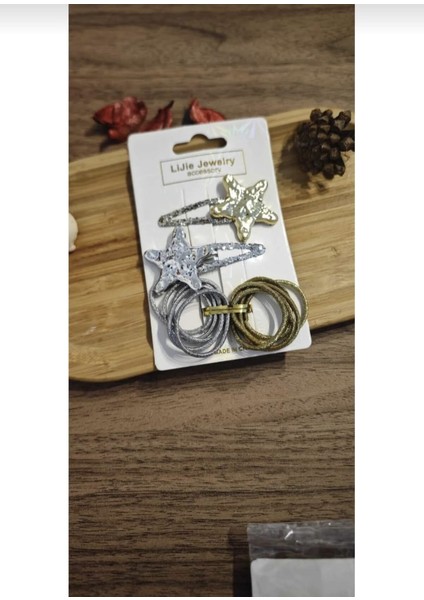 Lastikli Ikili Yıldız Toka Seti