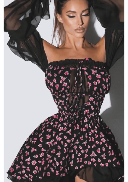 Kolları Kuş Gözlü Elbise modelleri