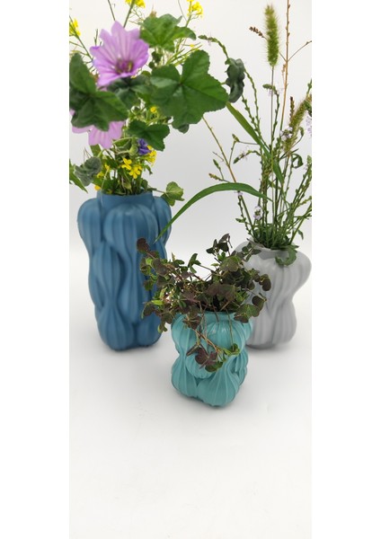 | Bubble Town Blues 3'lü Vazo Seti | Maviler