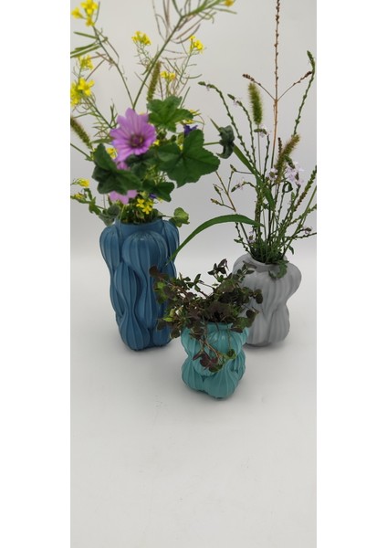 | Bubble Town Blues 3'lü Vazo Seti | Maviler indirimleri