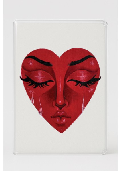 Şeffaf Pasaport Kılıfı Kalın Mikron Kart Bölmeli Desenli Pasaport Kabı - Şeytani