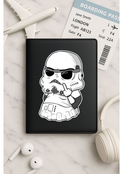 Tüm Ülke Pasaportları Için Siyah Vinleks Deri Pasaport Kılıfı Kabı STARWARS003134