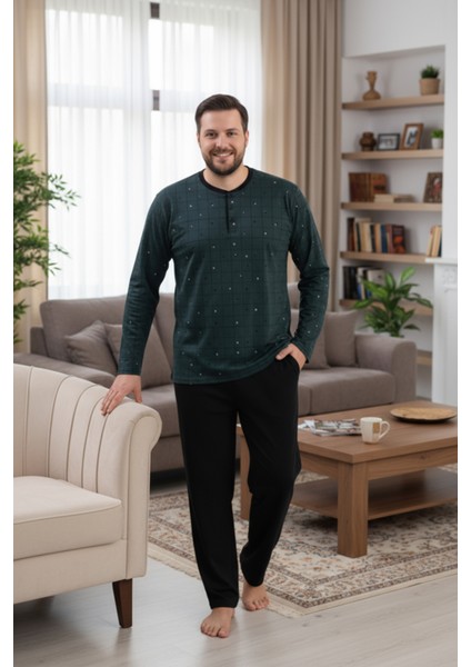 Erkek Büyük Beden Pijama Takımı 9753 Yeşil