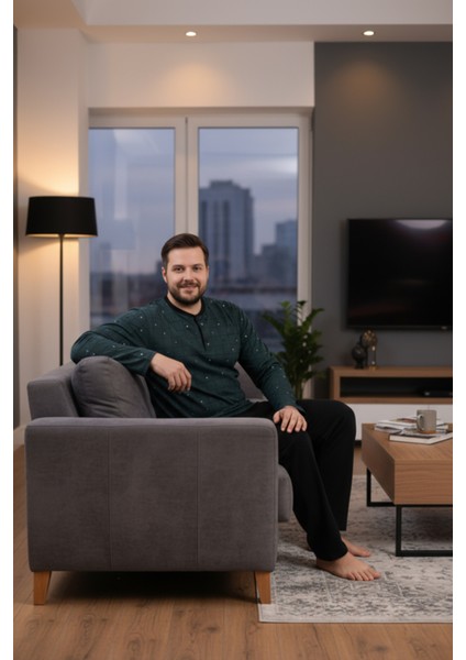 Erkek Büyük Beden Pijama Takımı 9753 Yeşil fırsatları