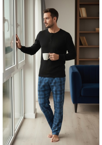 Luxury Thermal Erkek Pijama Takımı 9745 Siyah