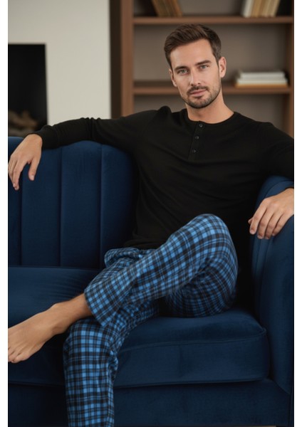 Luxury Thermal Erkek Pijama Takımı 9745 Siyah modelleri