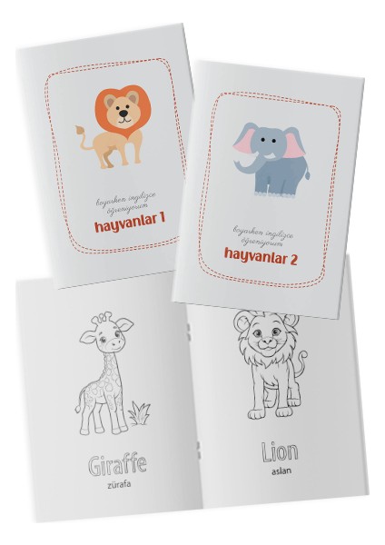 Boyarken Ingilizce Öğreniyorum – Hayvanlar Etkinlik Boyama Kitabı 2'li Set