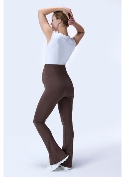 Imaj 716 Kahverengi Renk Toparlayıcı ve Extra Esnek Etkili Yüksek Bel Ispanyol Paça Hamile Tayt fiyatları