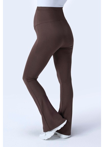 Imaj 716 Kahverengi Renk Toparlayıcı ve Extra Esnek Etkili Yüksek Bel Ispanyol Paça Hamile Tayt indirimleri