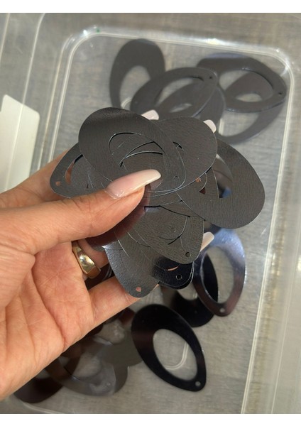 50 Adet 5 cm Koyu Füme Damla Pul Payet Çanta Pulu modelleri