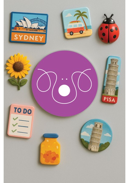 Modern ve Dekoratif Yuvarlak Buzdolabı Magneti Magnet Büyük Boy 10X10 cm - Köpek