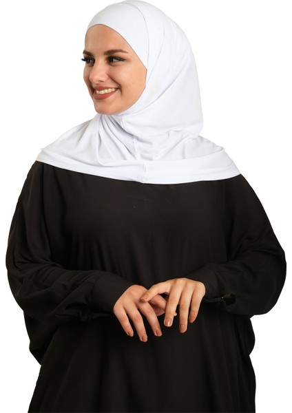 Beyaz Pratik Hazır Geçmeli Boru Boneli Ikili Tesettür Eşarp Sandy Düz 2501_42 fiyatları