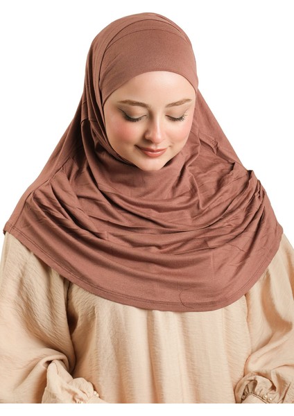Haki Pratik Hazır Geçmeli Tesettür Eşarp Viskon Boneli Büyük Boy 1290BV_09 fırsatları