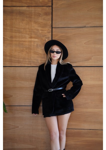 Suni Kürk Uzun Kollu Astarlı Blazer Ceket Kışlık Şık Kadın Peluş Ceket fırsatları