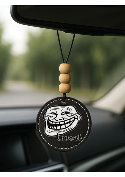 Kişiye Özel Isim Yazılı 1.sınıf Deri Oto Aksesuar Dikiz Aynası Süsü Siyah - Troll