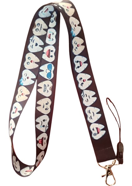 Siyah Sevimli Dişler 2 Boyun Askı Ipi ve Telefon Askısı + Kartlık