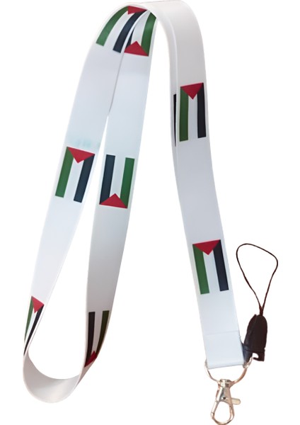 Filistin Bayrağı 2 Desenli Boyun Askı Ipi ve Telefon Askısı + Kartlık